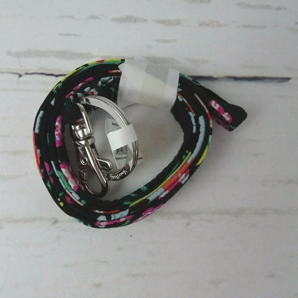 Vera Bradley Tangerine Twist Lanyard Key Ring ID Holder Clip Multi Purpose Flora - Picture 3 of 6